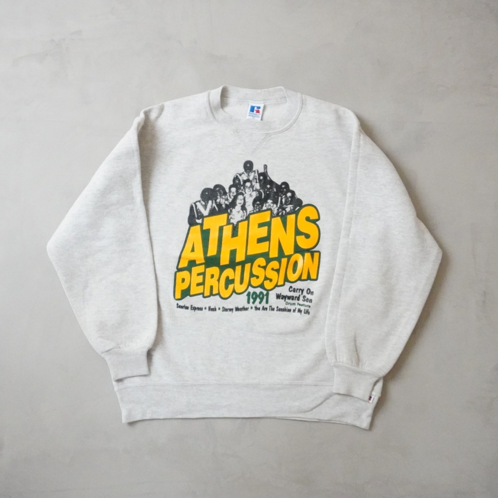 Vintage Athens Percussion Sweatshirt XL Mens 90s Gray 1991 USA Russell Athletic